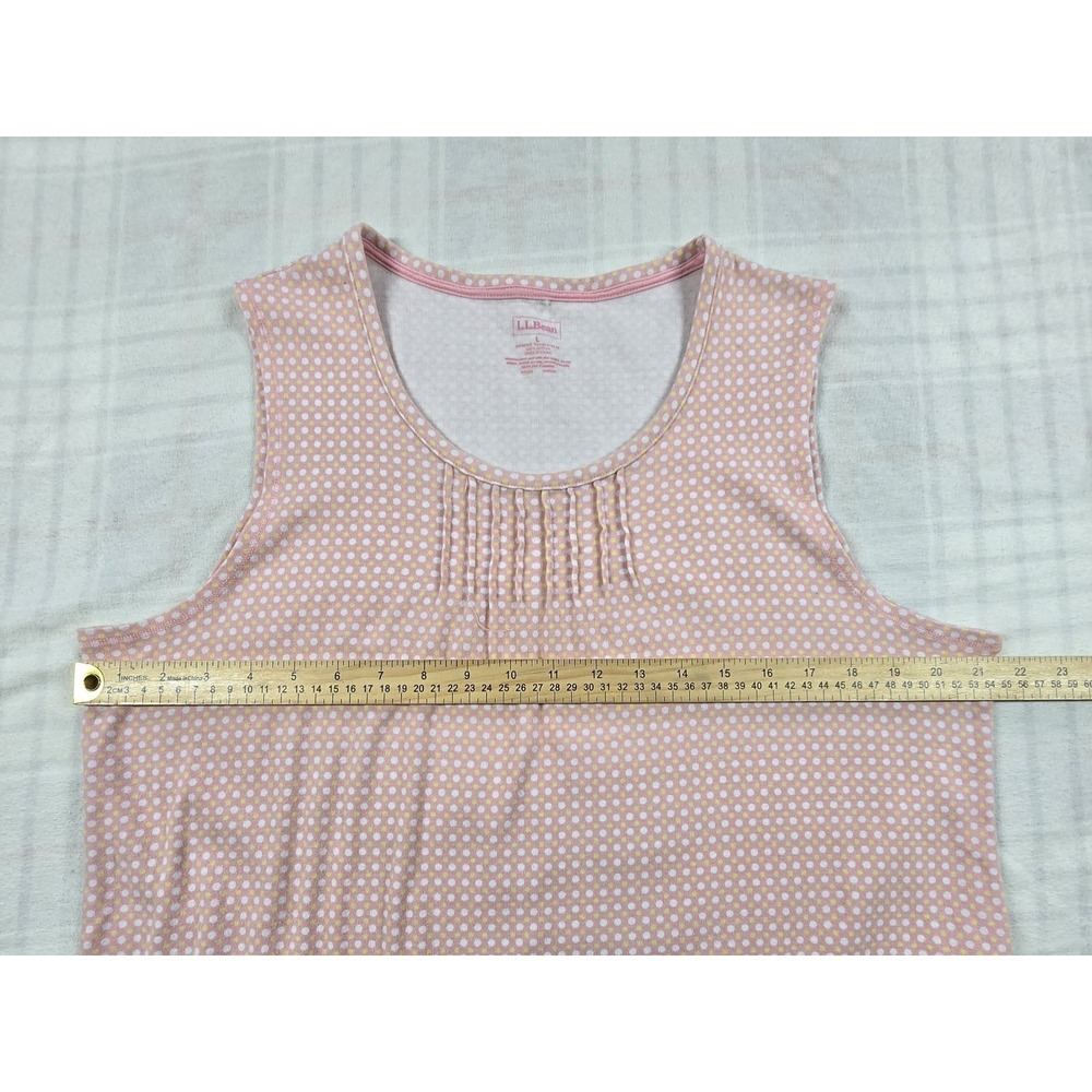 LL Bean Womens Nightgown Sleeveless Cottagecore Prairie Pintuck Pink Polkadots L - Picture 6 of 7